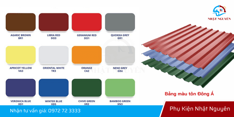 Bảng màu tôn đông á phổ biến nhất hiện nay!