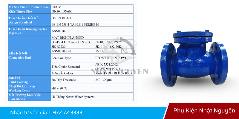 cấu tạo van 1 chiều lá lật chính hãng