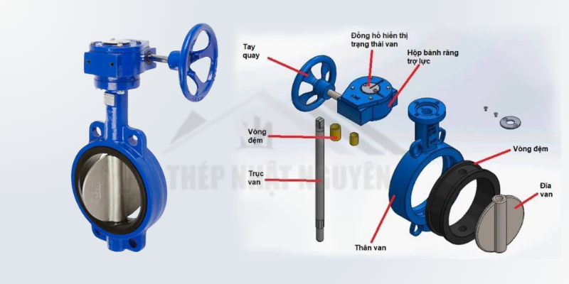 Cấu tạo van bướm vô lăng