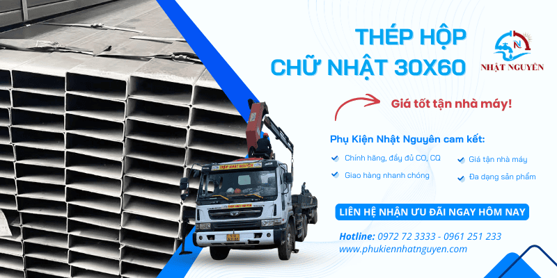 Thép hộp chữ nhật 30x60 chính hãng giá tốt