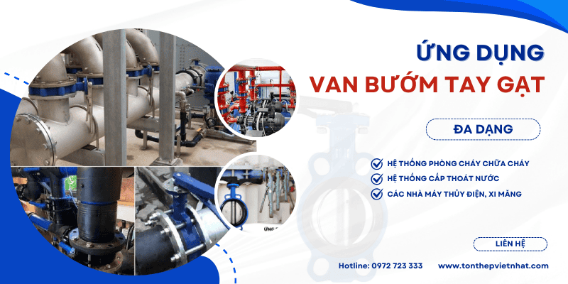 Ứng dụng van bướm tay gạt