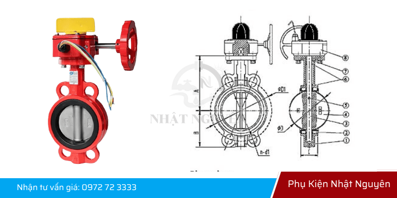 Van bướm kèm công tắc giám sát