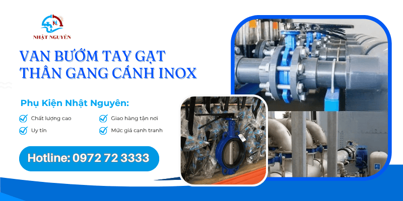 van bướm tay gạt thân gang cánh inox